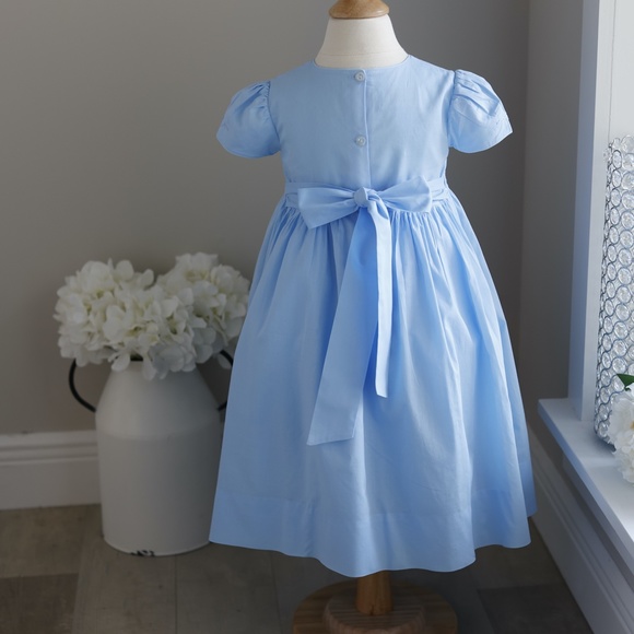 Strasburg Dress Smocked Blue Size 2/3 Embroidery Portrait BEAUTIFUL RARE BLUE - Picture 5 of 6